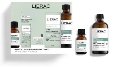 Immagine prodotto di Set Lierac: Anti-Blemish Protocol Stop Spots, crema anti-imperfezioni, trattamento localizzato, per il viso, 15 ml +  Anti-Blemish Exfoliant, lozione esfoliante, 100 ml