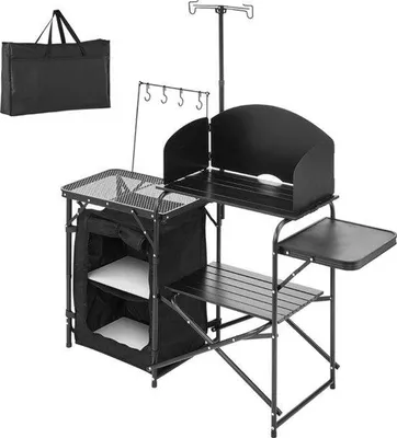 Immagine prodotto di Tavolo pieghevole da campeggio con piano cottura - Alluminio - Portatile con borsa - Cucina da esterno
