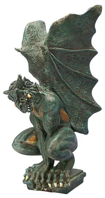 Wasserspeier Eclipse Statue, handbemalt, 12,5x7,5x25,5 cm