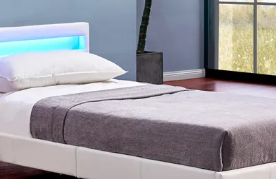 Produktbild von Einzelbett Jugendbett inkl. LED Beleuchtung und Lattenrost 90 x 200 cm Weiss