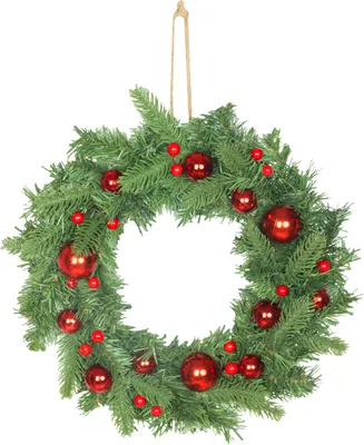 Image de Couronne MagicHome Noël, avec boules, suspendue, 30x30x6 cm
