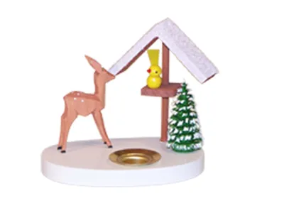 Produktbild von Tischdekoration Kerzenhalter Reh und Vogelhaus BxHxT 9x8x6cm NEU