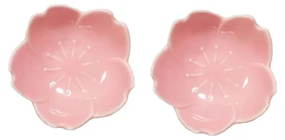 2er Set Mini Keramikschalen, Blumenform, Rosa, 7,5 cm