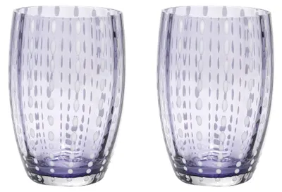 Image de Zafferano Perle Verre Lavande - Verre Soufflé 32Cl, Fait Main, Set De 2 Verres Artisanaux Pour Eau Ou Cocktails, Design Unique