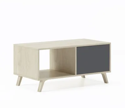 Produktbild von Couchtisch für Esszimmer, Modell Wind, Eiche farbe und Grau, 92x50x45cm