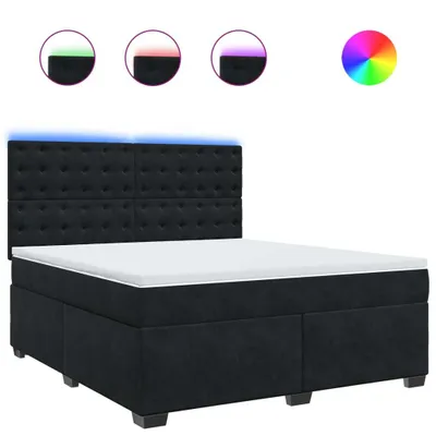 Produktbild von Boxspringbett mit Matratze Schwarz 180x200 cm Samt
