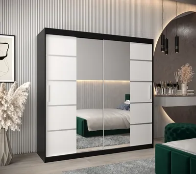 Obrázok produktu pre Skriňa so zrkadlami VIVIEN - šírka 200 cm, čierna / biela