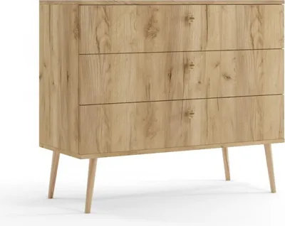 Produktbild von Kommode BOHO mit 3 Schubladen, Sideboard in Farbe: CRAFT, Schrank in Größe: 100 x 85 x 41 cm