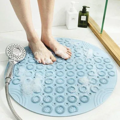 Obrázok produktu pre Protiskluzová sprchová rohož, PVC, modrá, 55 x 55 cm