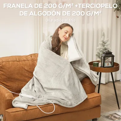 Obrázek produktu pro Elektrická deka - Elektrická deka - 180×130 cm - 10 nastavení teploty - Časovač - Lze prát v pračce - LED displej - Kašmír - Hnědá barva
