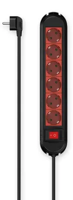 Produktbild von Hama 00223039, 6 AC-Ausgänge, 1,5 m, Kabelgebunden, Schwarz, 445 mm, 95 mm