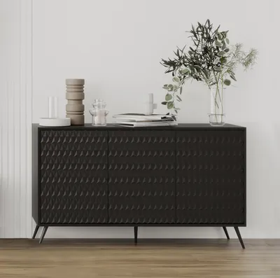 Image de AX LIVING Buffet noir Delvine 154 cm - design structuré