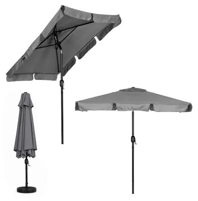 Obrázok produktu pre Veľký sivý sklopný záhradný slnečník s kľukou, 200x130 cm