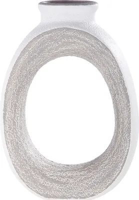 Produktbild von Gilde Vase, oval, "Porto", Keramik, grau, weiß, VE 2, L. 10 cm, B. 25 cm, H. 36 cm 28989 4063387289891