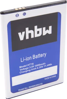 Produktbild von vhbw Akku kompatibel mit HomTom HT16, HT16 Pro Handy Smartphone Telefon (3000 mAh, 3,8 V, Li-Ion)