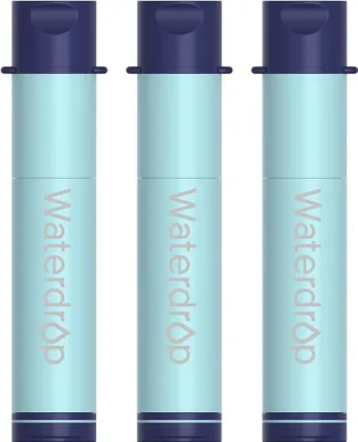 Image de Filtre à eau pour l'extérieur Waterdrop élimine 99,99% de toutes les bactéries, filtre à eau pour l'extérieur, système de filtration pour la survie en cas de nécessité, randonnée, bleu clair