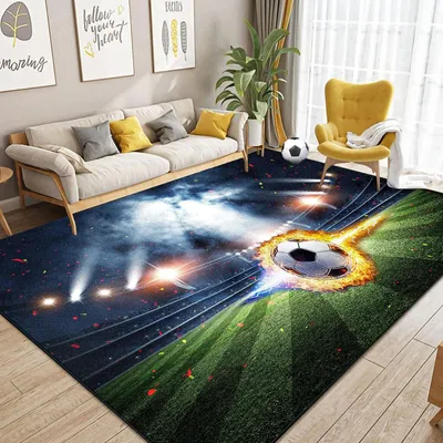 Obrázok produktu pre Futbalová herná podložka s motívom plameňov, protišmyková podložka, 160 x 230 cm