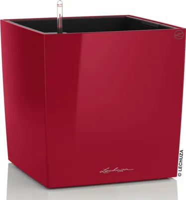 Zdjęcie produktu dla Donica Doniczka Lechuza Do Domu Na Taras CUBE Premium 30 czerwony scarlet połysk