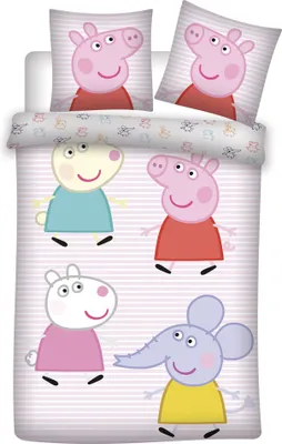 Obrázek produktu pro BrandMac ApS Ložní prádlo Peppa Wutz, 100% bavlna, povlak na peřinu, růžový, s podšívkou, 100 x 135 cm + povlak na polštář 40 x 60 cm