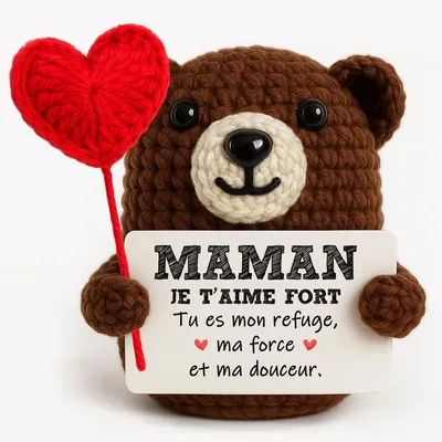 Positives Bärchen mit Herz, handgefertigt, Dekoration, Geschenk für Frauen