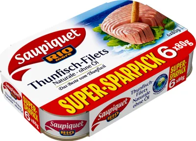 Image de Saupiquet Filets de thon naturale sans huile dans son propre jus 6x80g