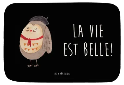 Produktbild von Mr. & Mrs. Panda Duschvorleger Eule Frankreich - Schwarz - Geschenk, Badvorleger, Französisch, Badematte, Badteppich, duschmatte, La Vie Est Belle, Bad Fußmatte, Spruch