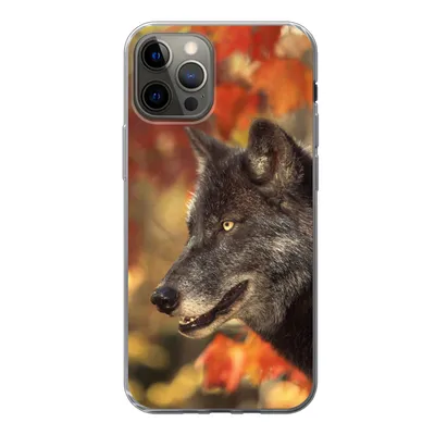 Produktbild von MuchoWow® Handyhülle Schutzhülle Hülle für iPhone 13 Pro Wolf - Nahaufnahme - Blätter Silikon Softcase Handy Hülle - Handy-Tasche