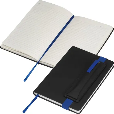 Produktbild von Notizbuch / DIN A5 / mit PolyurethanEinband / 192 linierte Seiten / Farbe: schwarz-blau