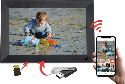 Immagine prodotto di UNIVERSUM DBR 400 - Cornice digitale da 10,1 pollici (25,7 cm) con Wi-Fi – App Frameo, touchscreen IPS, 32 GB di memoria