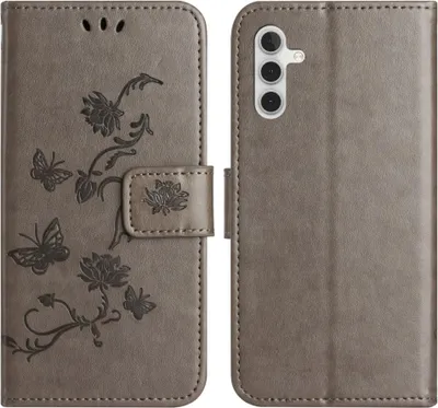 Produktbild von Samsung Galaxy A56 Hülle - Coverup Blumen & Schmetterlinge Klapphülle - Taupe Grau