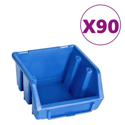 Produktbild von vidaXL 96tlg. Behälter-Set für Kleinteile mit Wandplatten Blau Schwarz