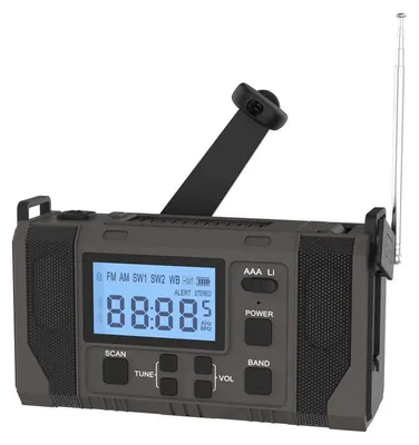 Produktbild von Notfall Solarradio 10000mAh AM/FM – Taschenlampe SOS Alarm Powerbank | 3 Ladearten Solar USB Handkurbel | Für Camping Stromausfall