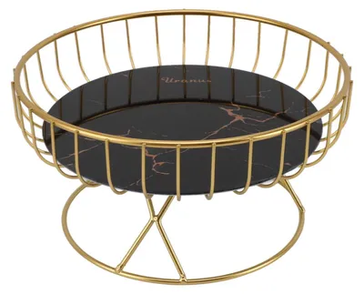 Obstschale aus Metall, rund, gold, hohl, 1 Stück