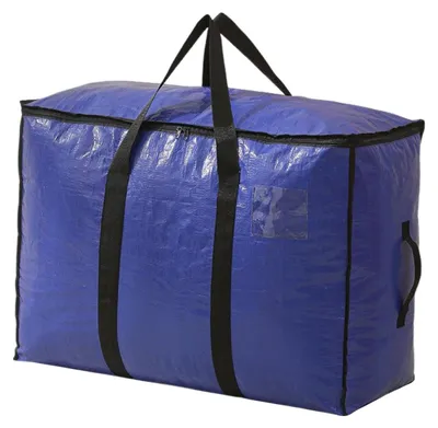 Produktbild von Große Aufbewahrungstasche für Bettdecken, durchsichtige Aufbewahrungsbox mit Deckel, verstärkten Griffen, wasserdicht, faltbar, ideal für Umzugskartons, Kleidung und Bettwäsche.