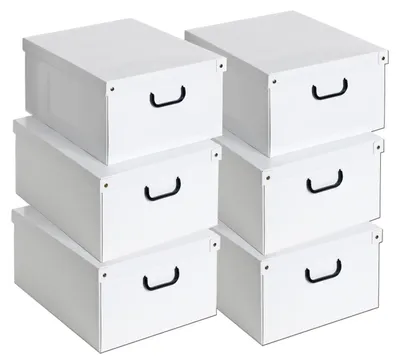 6 Aufbewahrungsboxen mit Deckel, Karton, 40x50x25 cm, Tupfendesign