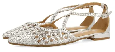 Productafbeelding van GIOSEPPO Leskovic ballerina's, gemaakt van leer, blauw, met veters, voor dames, kleur zilver, maat 3