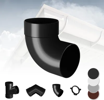 Produktbild von RAINWAY S Regenrinnen System (Rohrbogen 87° einfach anthrazit) - PVC-U Kunststoff in 4 Farben, für Dachflächen < 100m² empfohlen, Eckstück Bogen 87 Grad