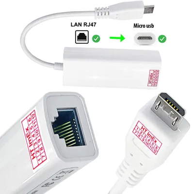 Produktbild von Weiß micro USB auf LAN Adapter Kabel Netzwerk Ethernet Konverter 100 Mbit RJ45