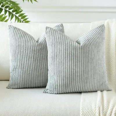 Immagine prodotto di Set di 2 federe per cuscini, 60x60 cm, grigio e verde