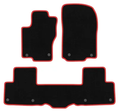 Produktbild von Velours-Fußmatten für Mercedes GLE W166 2011-2015 (SUV) – 4-tlg, Schwarz/Rot, passgenau – Wielganizator CARLUX