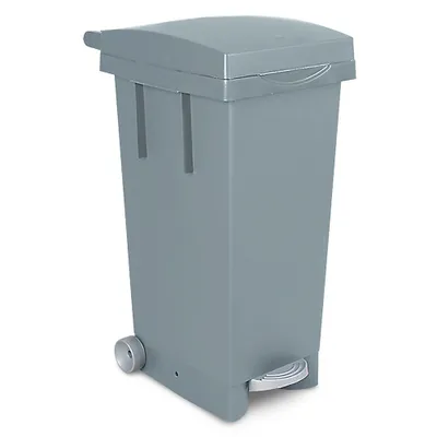 Produktbild von Tretabfallbehälter mit Rollen, BxTxH 370 x 510 x 790 mm, 80 Liter, grau