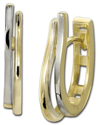 Image de Boucles d'oreilles créoles pour femmes, en or jaune et blanc (333), modèle D3GDO5662T
