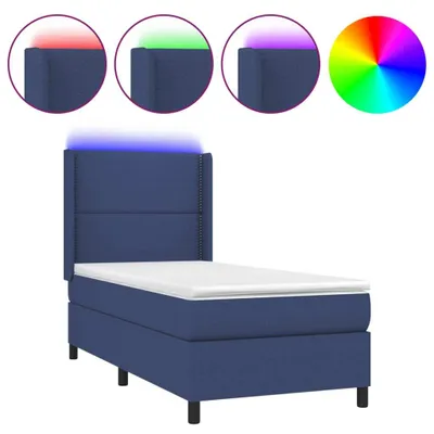 Produktbild von vidaXL Boxspringbett mit Matratze & LED Blau 90x190 cm Stoff