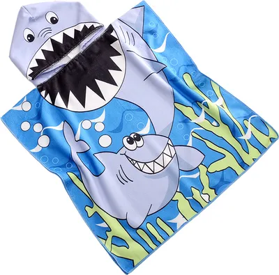 Produktbild von FEBE Badeponcho Kinder Hai Badetuch Mit Kapuze Bademantel für Kleinkind