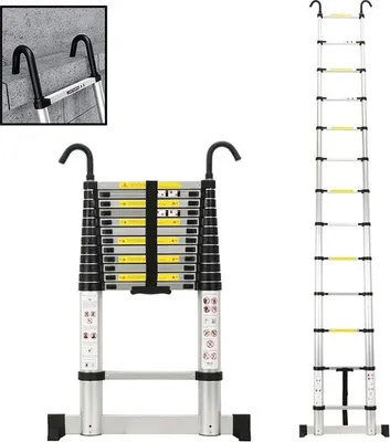 Produktbild von Teleskopleiter mit Sicherheitshaken - 3,8m, Aluminium