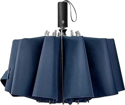 Produktbild von ASKSA 23 Zoll Regenschirm Sturmfest Klein mit UPF 50+ UV-Schutz, Auf-Zu-Automatik,Sturmfest,10 Rippen Taschenschirm fuer Regen und Sonne,Blau