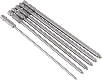 Image de Jeu de 6 embouts cruciformes magnétiques 1/4" en acier, 150 mm