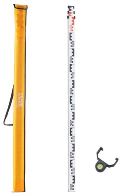 Image de Mire en aluminium de VEVOR, échelle double face de 3 m en cm/mm, mire de nivellement, mire d'arpenteur en alliage d'aluminium avec niveau à bulle et sac de transport pour mesurer les maisons, les murs, les sols