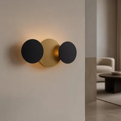Produktbild von Moderne Wandleuchte Schwarz mit Gold inkl LED 3 Stufen Dimmbar 3 Lichter Sunrise 3