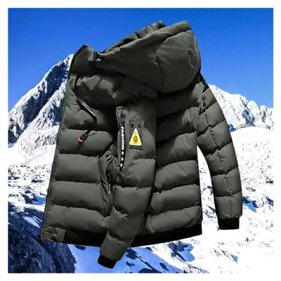 Produktbild von Steppjacke für Herren, warme Daunenjacke für den Winter, Skijacke, Outdoorjacke, bequeme Pufferjacke mit Kapuze, lässige Übergangsjacke, Funktionsjacke